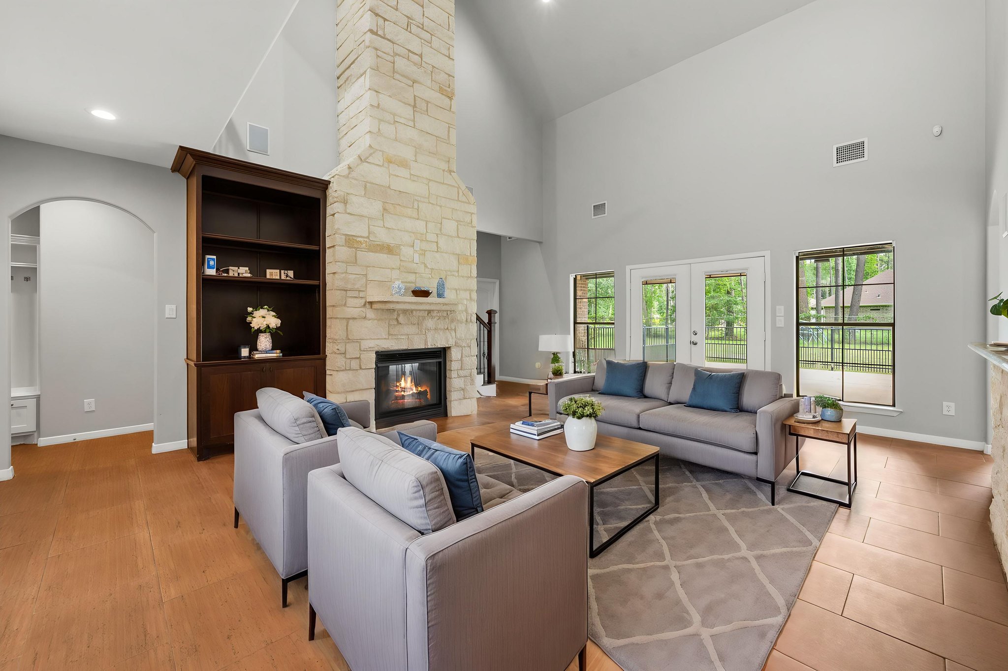 Polished great room prepared for a real estate listing